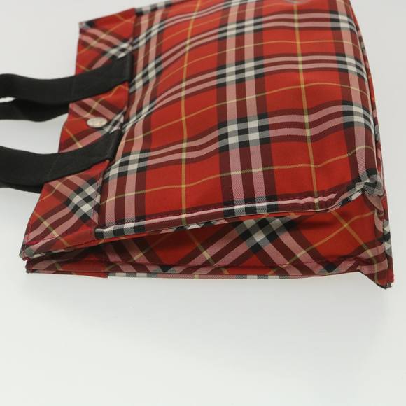 BURBERRY Nova Check Hand Bag Nylon Red Auth 37309 - Picture 4 of 10